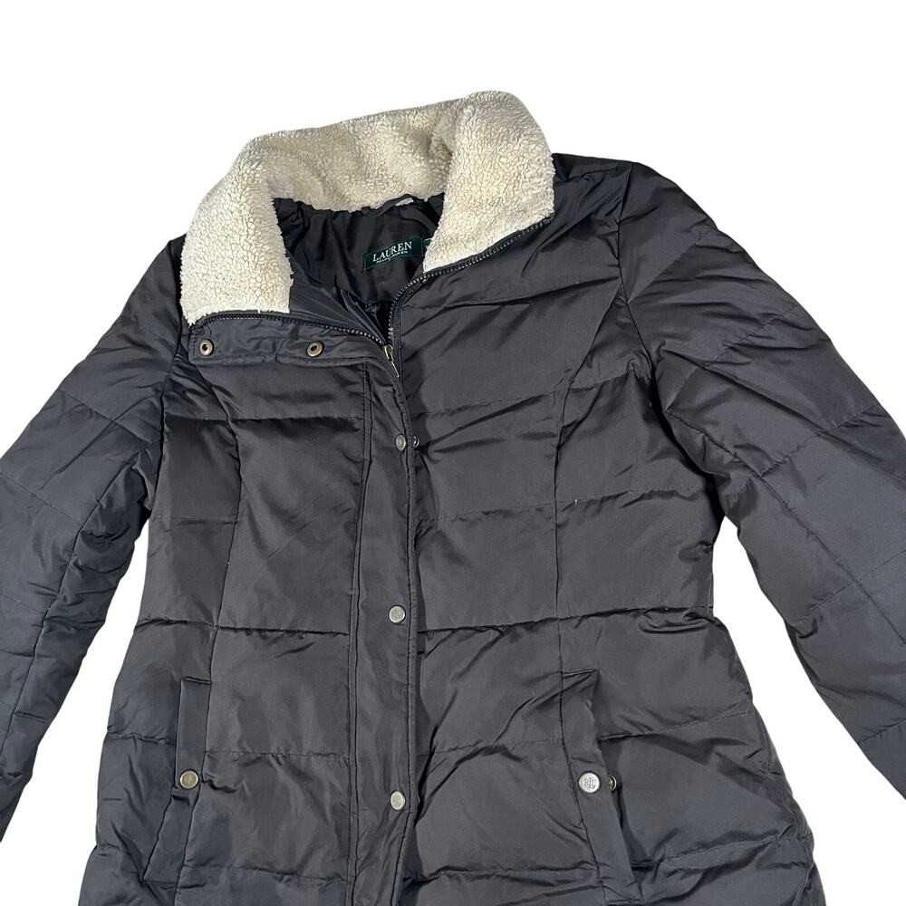 Lauren Ralph Lauren Womens Down Puffer Jacket Faux Fur Size Medium Gorpcore